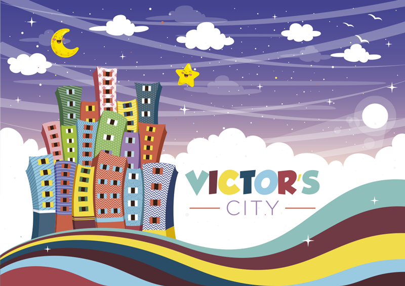 Cityscape Rainbow custom vinyl rug - TenStickers