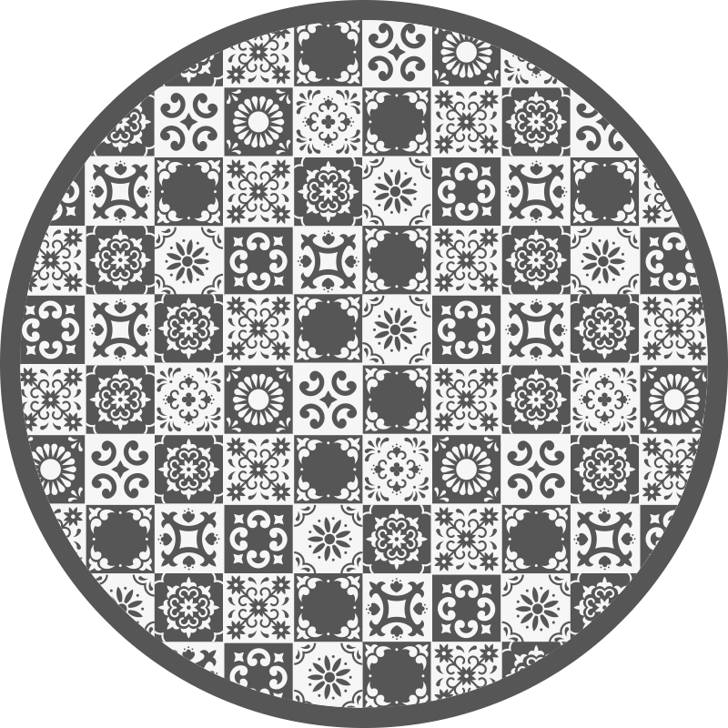 Gray and white Tiles vinyl bedroom rug - TenStickers