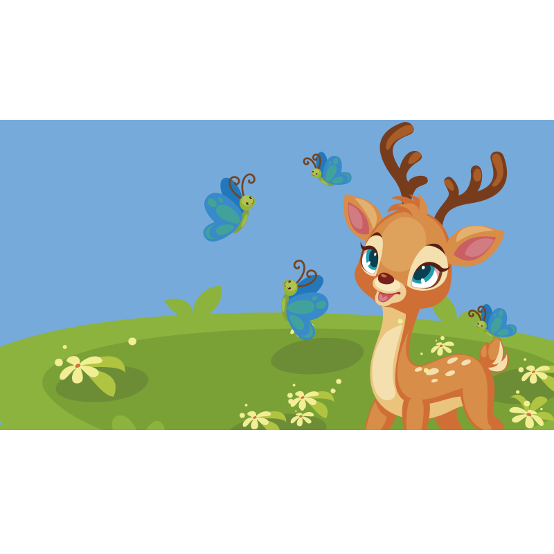 Fawn Meadow Scene kids vinyl rug - TenStickers