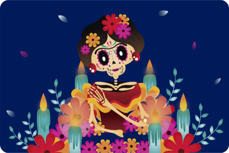 Festive Skeleton halloween vinyl rug - TenStickers