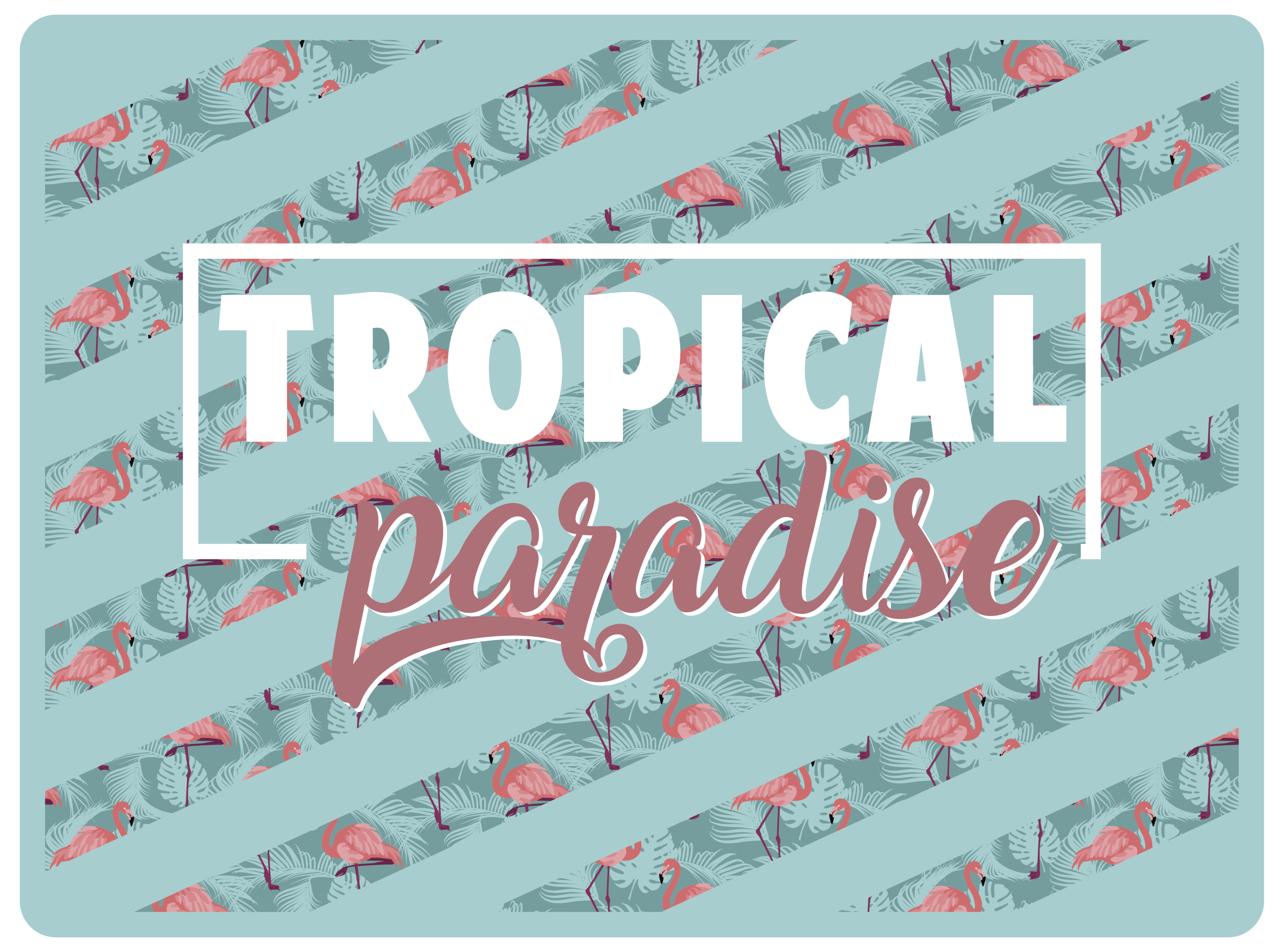 Tropical paradise text flamingos animal rug - TenStickers
