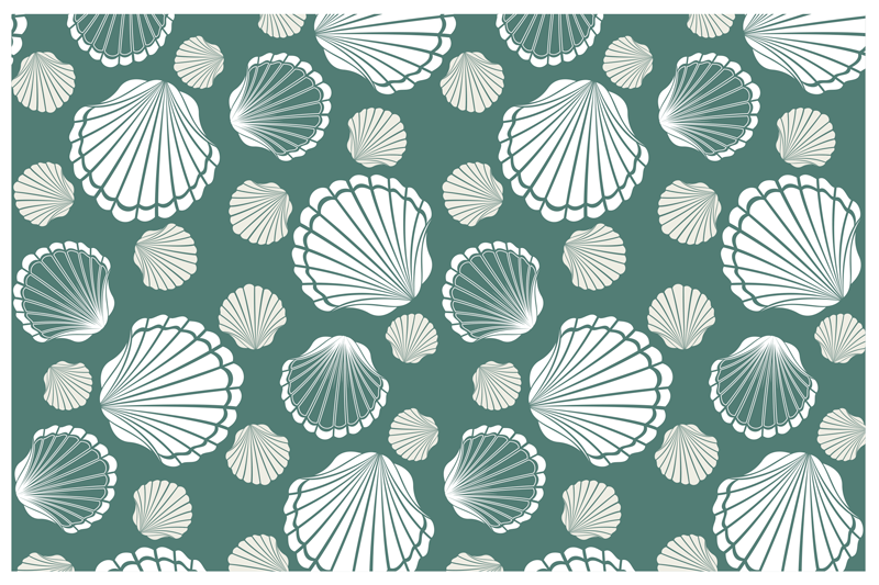 Sea Shell Patterns kitchen vinyl rug - TenStickers