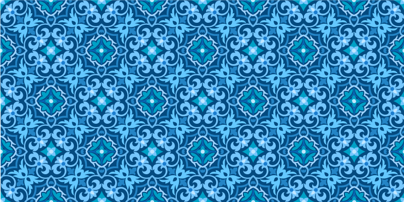 Ornamental Blue Pattern tile carpet - TenStickers