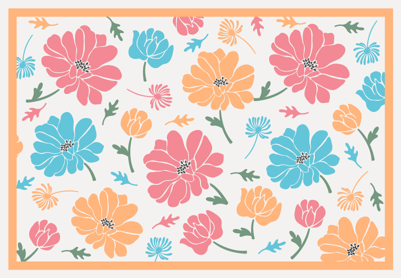 Colorful Floral Pattern floral vinyl rug - TenStickers