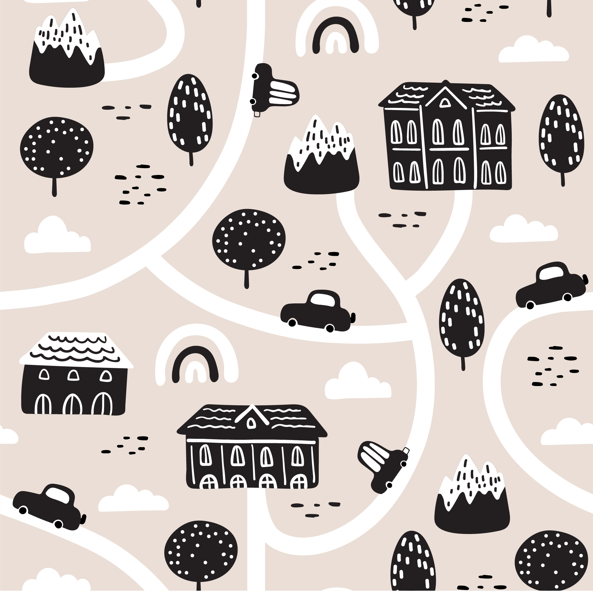 Town Road Pattern kids vinyl rug - TenStickers