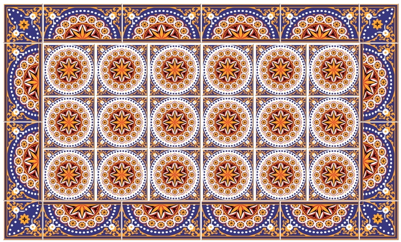 Mandala Mosaic Pattern tile vinyl rug - TenStickers