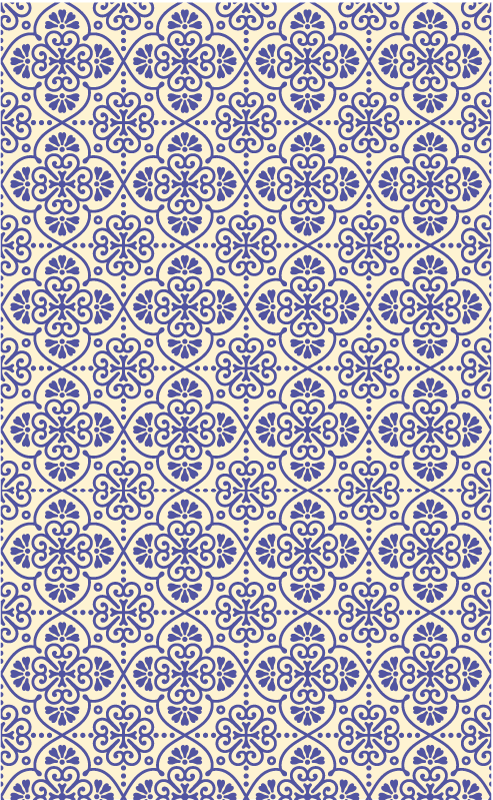 Blue floral Moroccan  ethnic rug - TenStickers