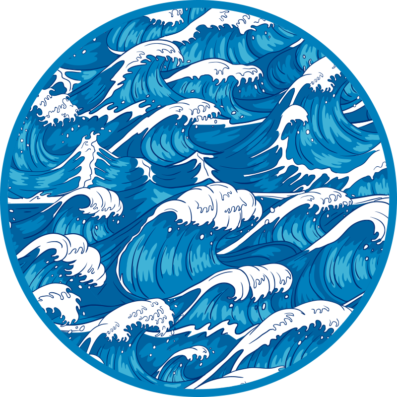 Oceanic Wave Pattern nature vinyl rug - TenStickers