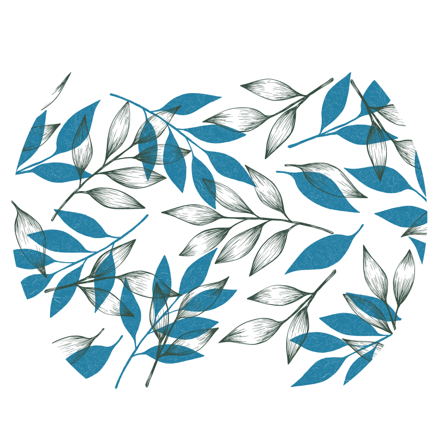 Blue and green leaves floral vinyl rug - TenStickers