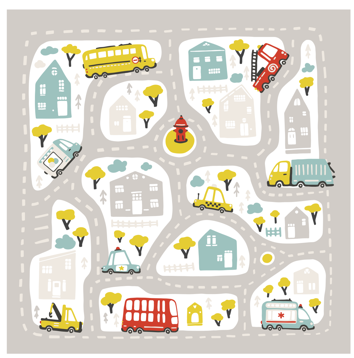 City road map road vinyl rug - TenStickers