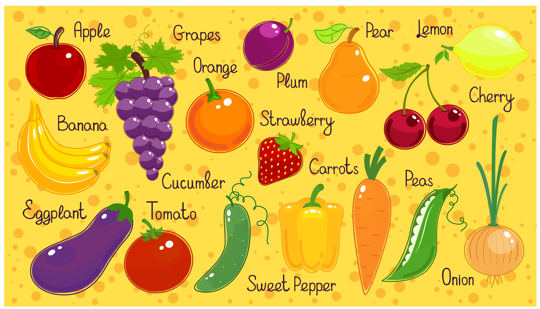 Vegetables with names  kitchen floor tiles - TenStickers
