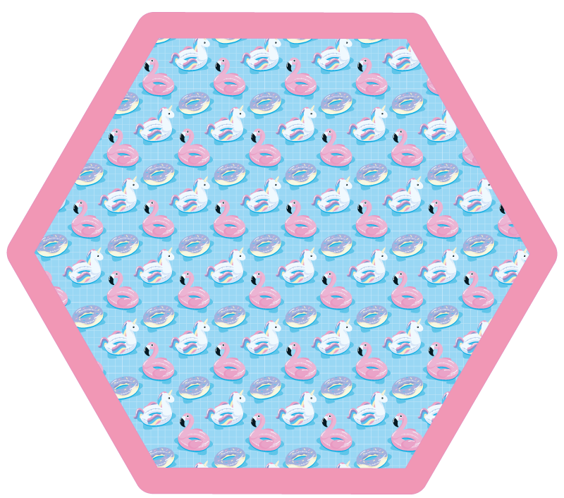 Playful Unicorn Hexagon kids vinyl rug - TenStickers