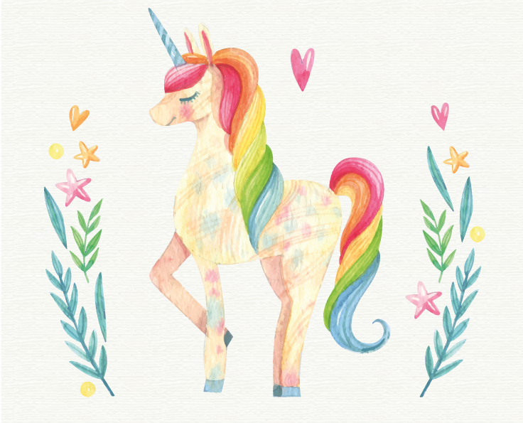 unicorn horse with beautiful hair animal rug - TenStickers