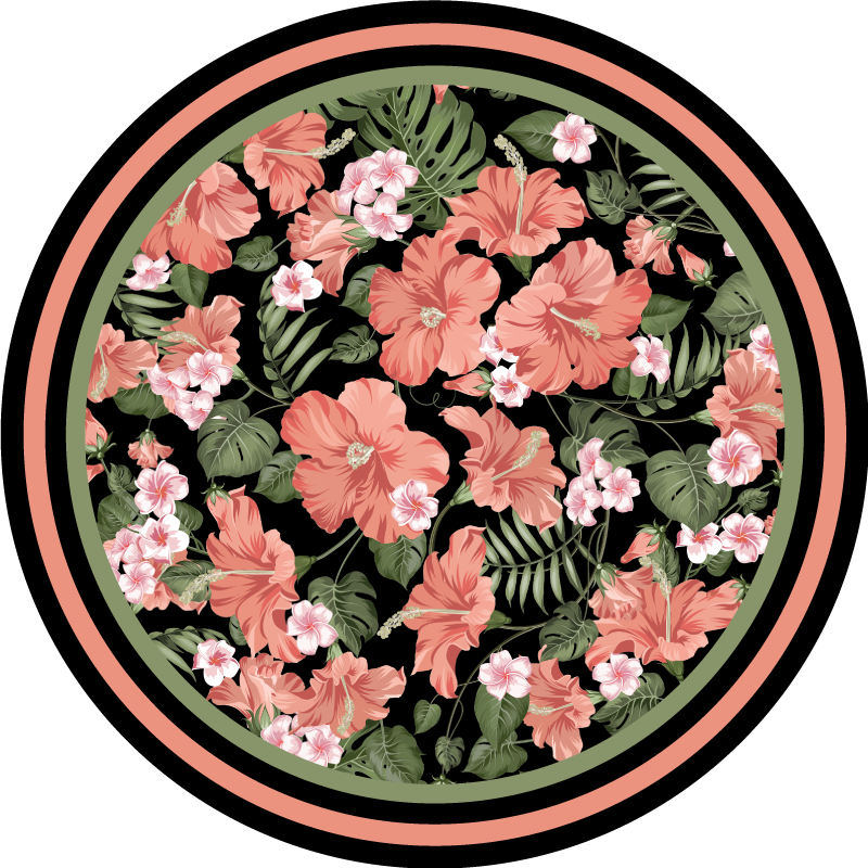 Floral Circular Motif floral vinyl rug - TenStickers