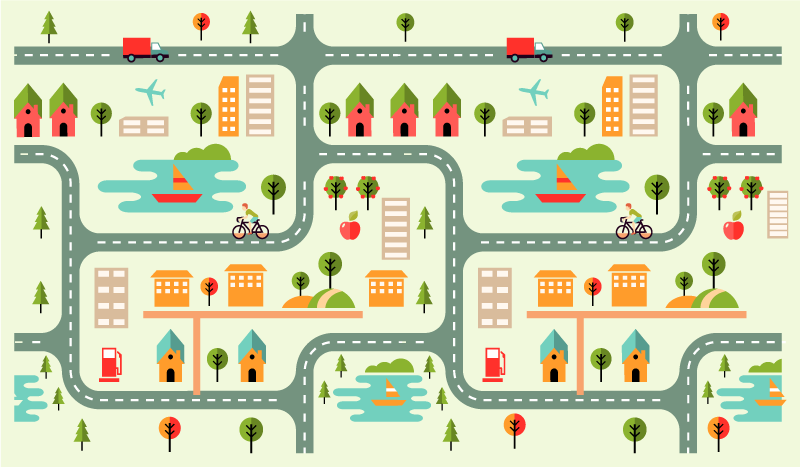 road playmat children road rug - TenStickers