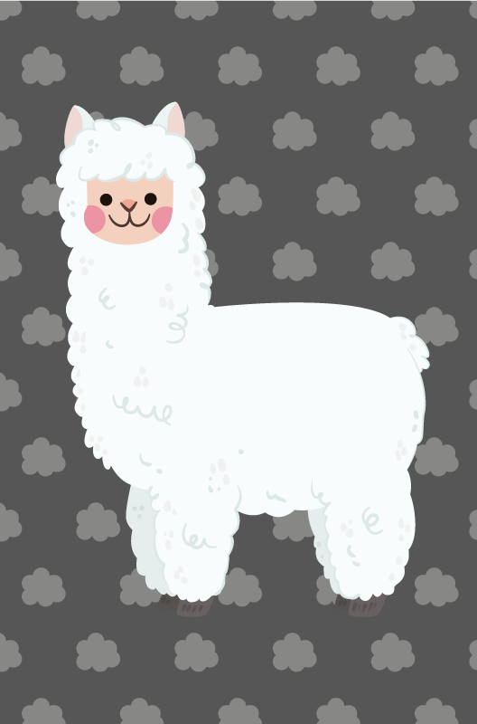 Gray nordic llama kids vinyl rug - TenStickers