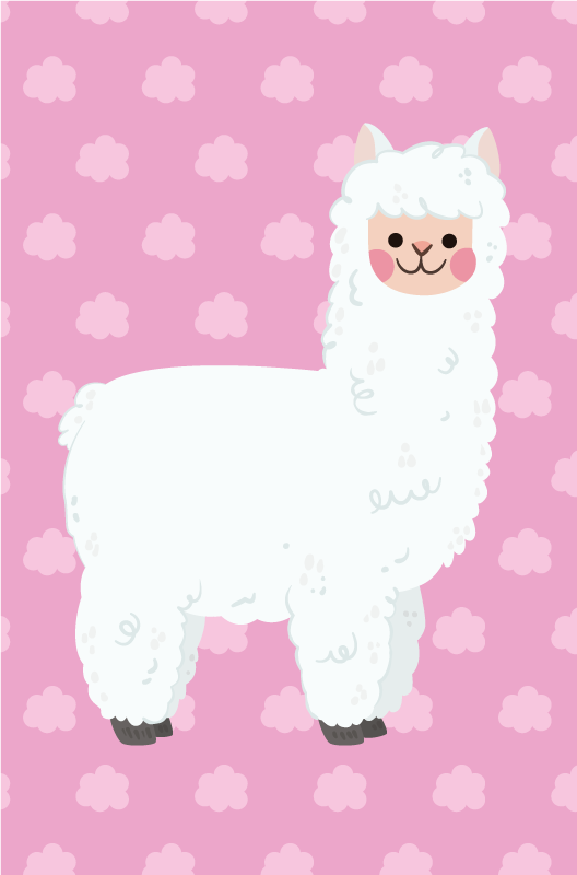 Cloudy Llama Illustration nursery vinyl rug - TenStickers