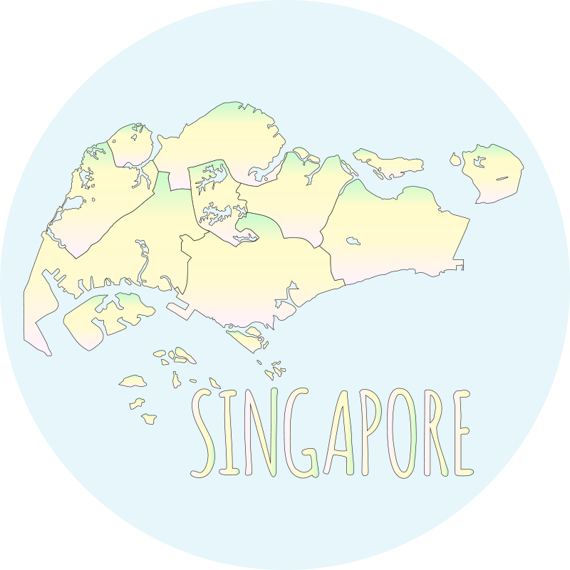 Watercolor Singapore map world map rug - TenStickers