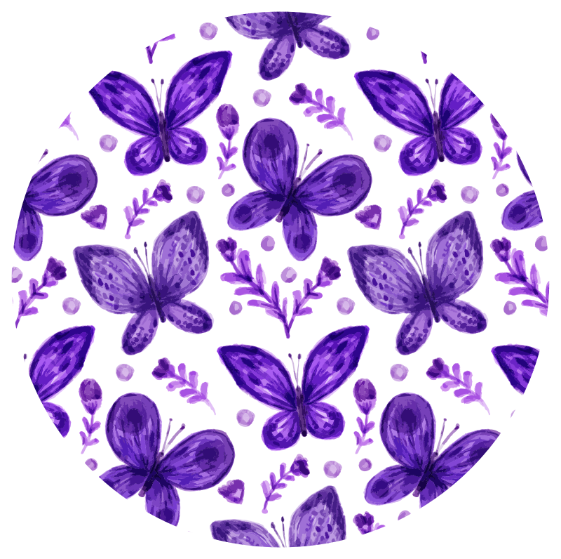 Butterfly Circle Pattern floral vinyl rug - TenStickers