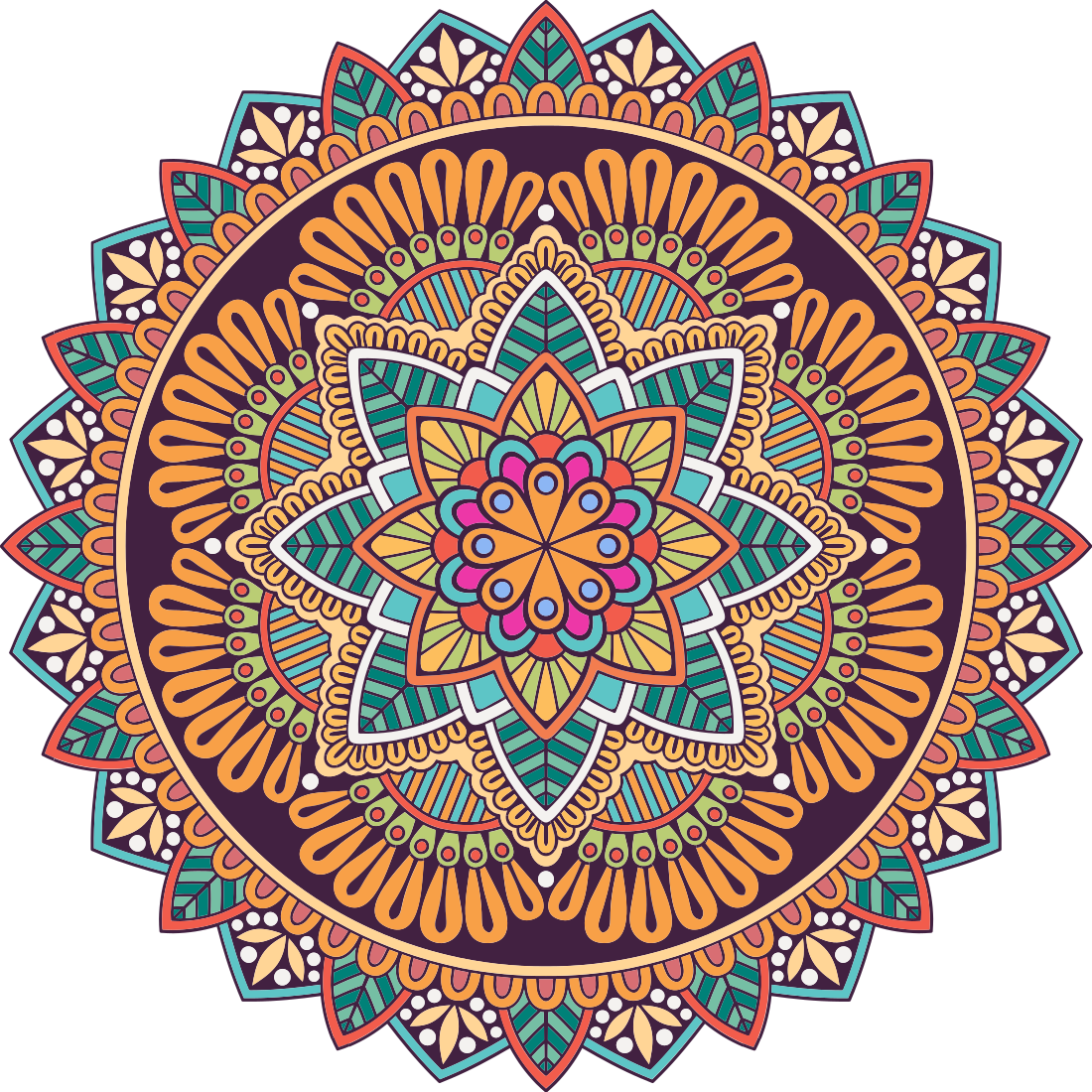 Vibrant mandala design mandala vinyl rug - TenStickers