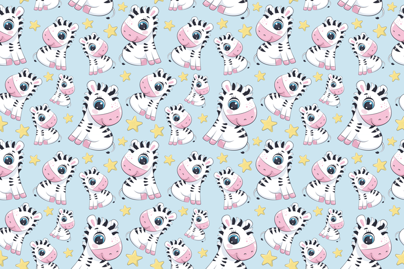 Cute Zebra and Stars kids vinyl rug - TenStickers