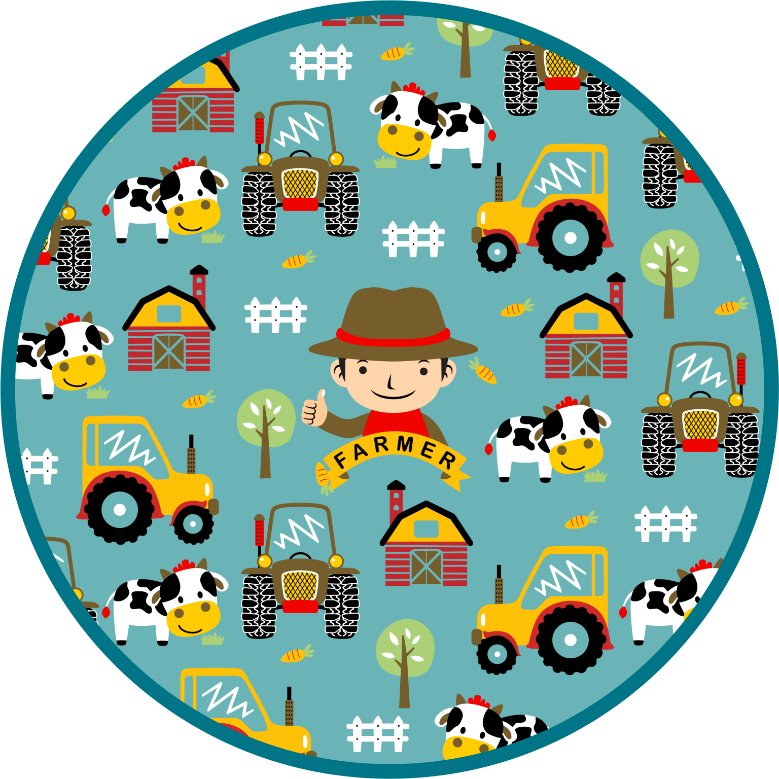 Farmer Fun Pattern kids vinyl rug - TenStickers