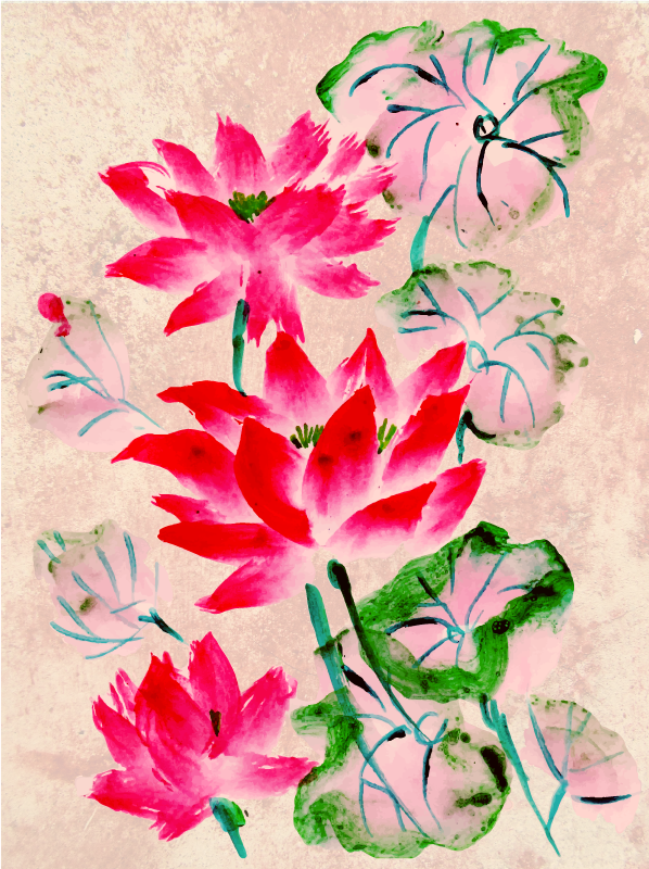 Lotus watercolor floral vinyl rug - TenStickers
