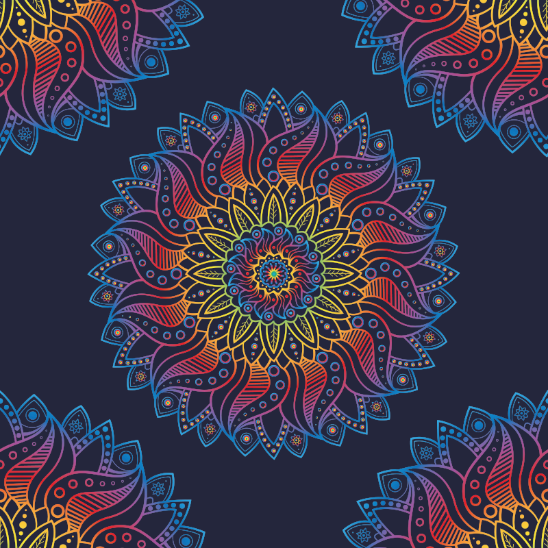 Mandala brightly coloured vinyl rug - TenStickers