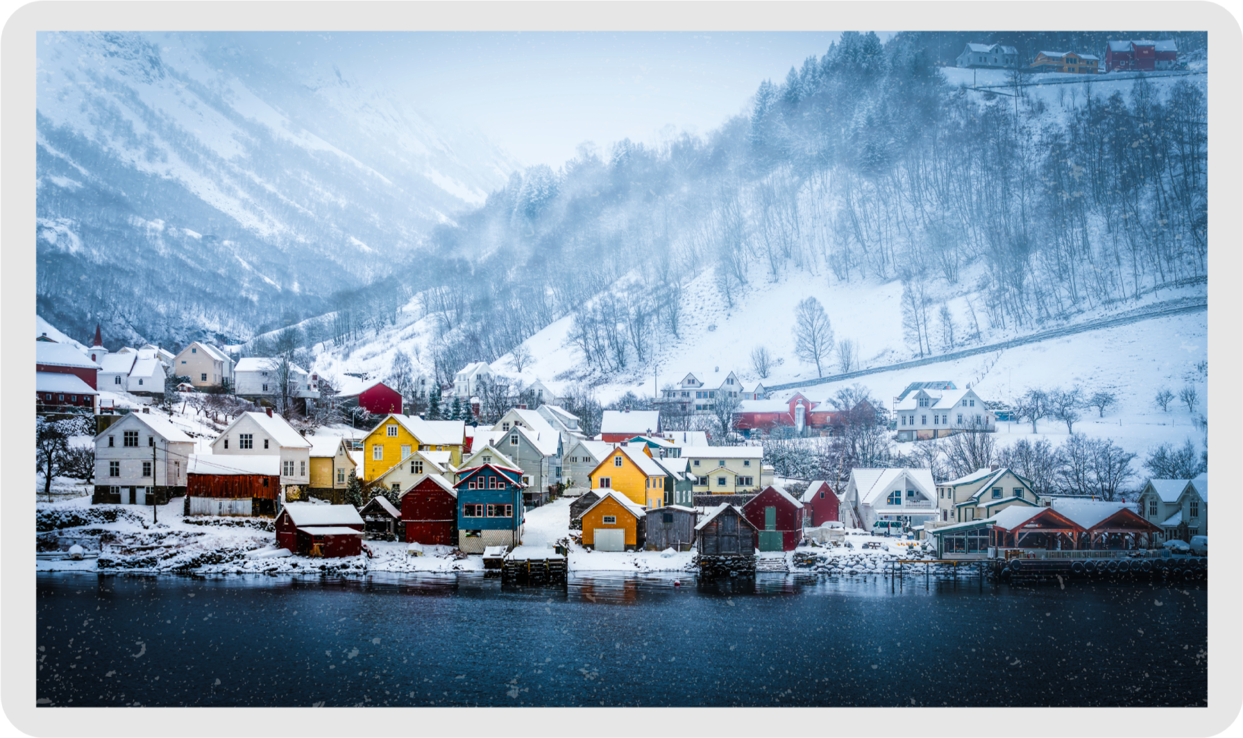 Norway fjord winter nature vinyl rug - TenStickers