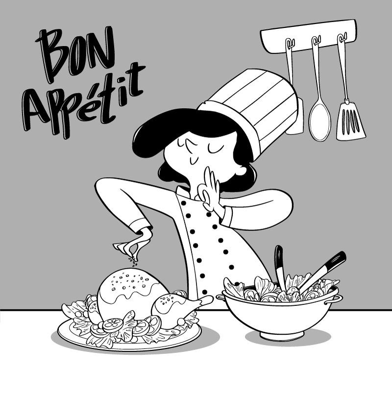Cartoon chef sharpening knife floor tiles - TenStickers