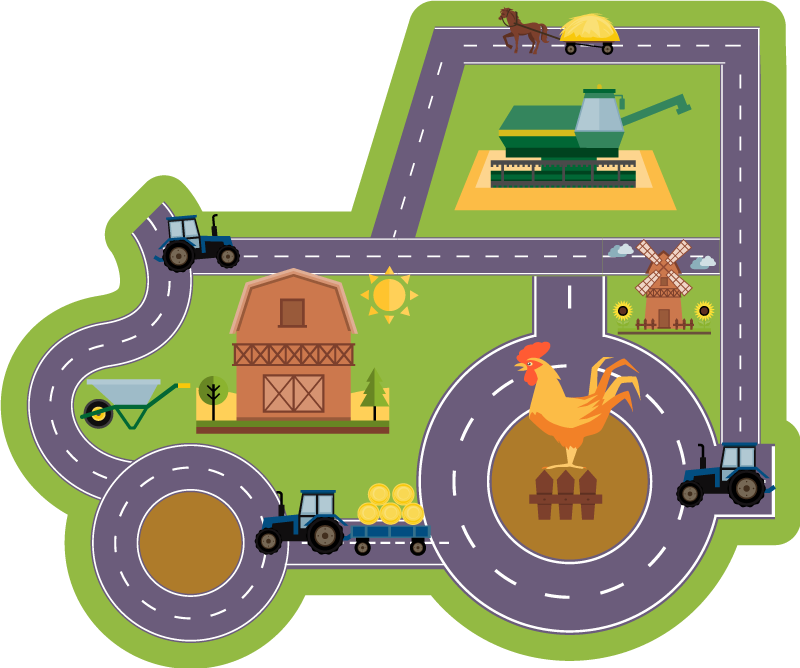 Farm Play Circuit road vinyl rug - TenStickers