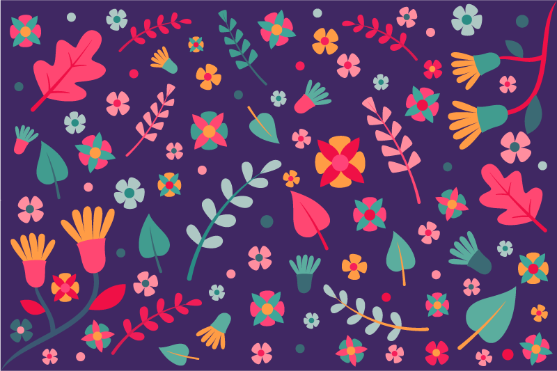 Floral Color Burst floral vinyl rug - TenStickers