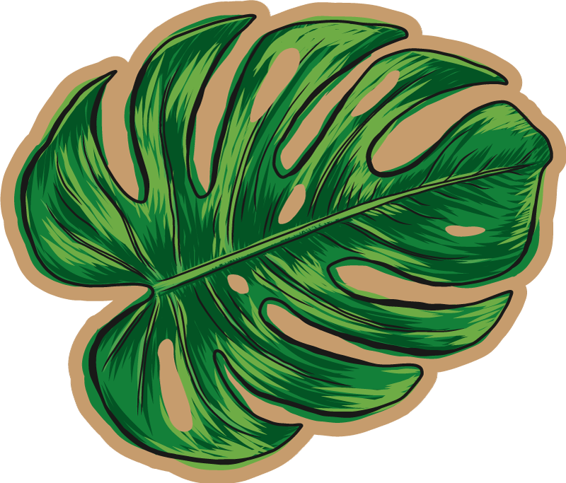 Tropical Leaf Shape floral vinyl rug - TenStickers
