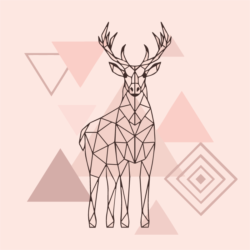 Geometric deer art bedroom vinyl rug - TenStickers