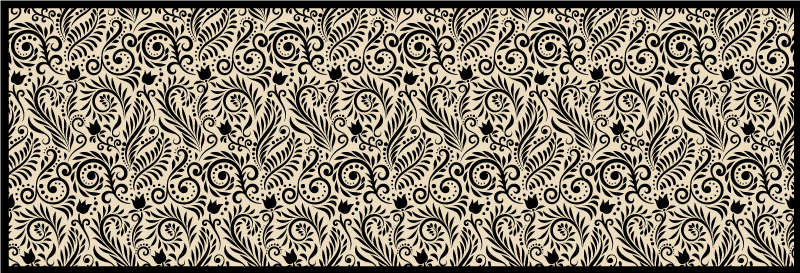 Floral black pattern kitchen floor tiles - TenStickers