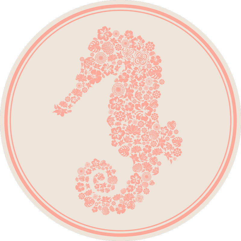 Floral vinyl rug seahorse floral design - TenStickers