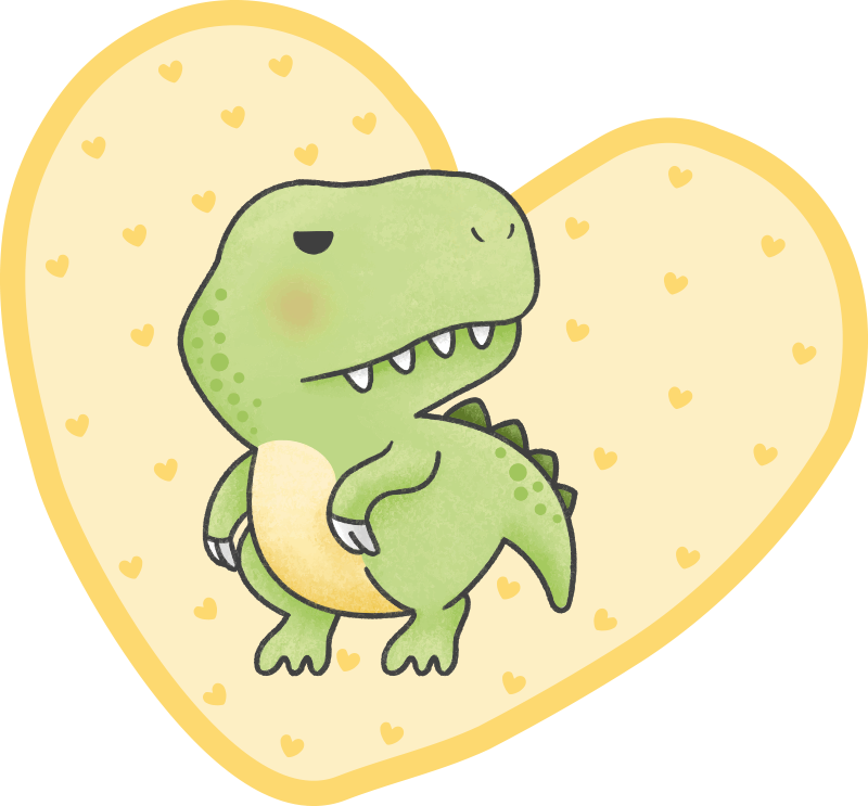 Dinosaur t-rex with yellow hearts kid vinyl rug - TenStickers