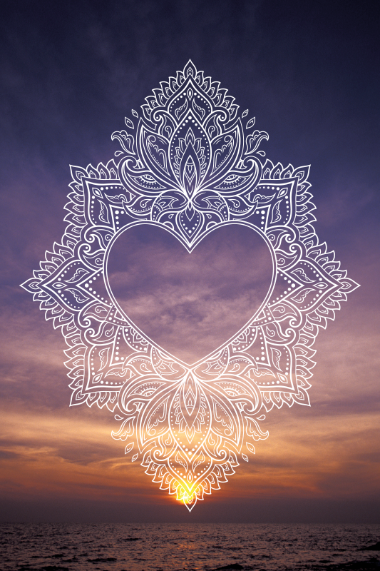 Hearted elegant design mandala vinyl rug - TenStickers