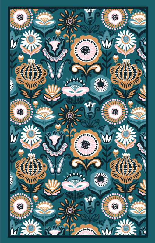 Floral Leaf Patterns bedroom vinyl rug - TenStickers