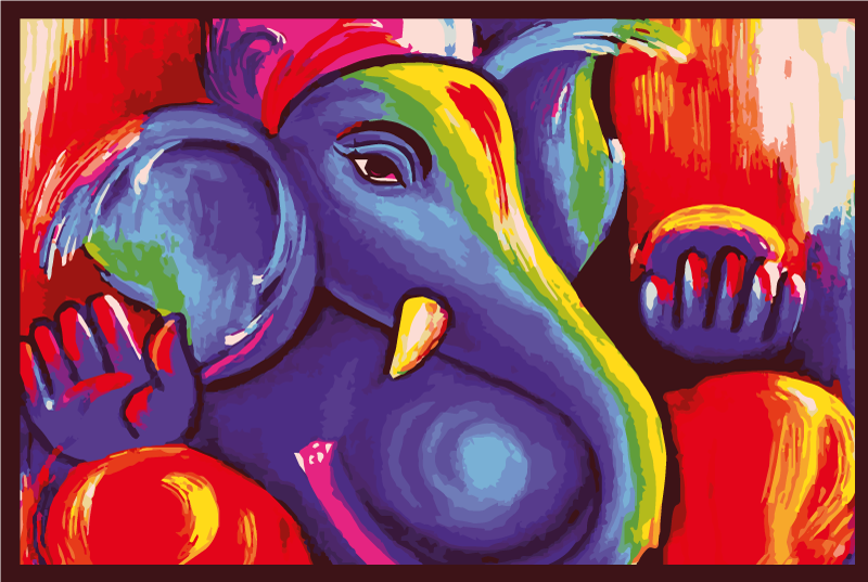 Colorful elephant artwork animal vinyl rug - TenStickers