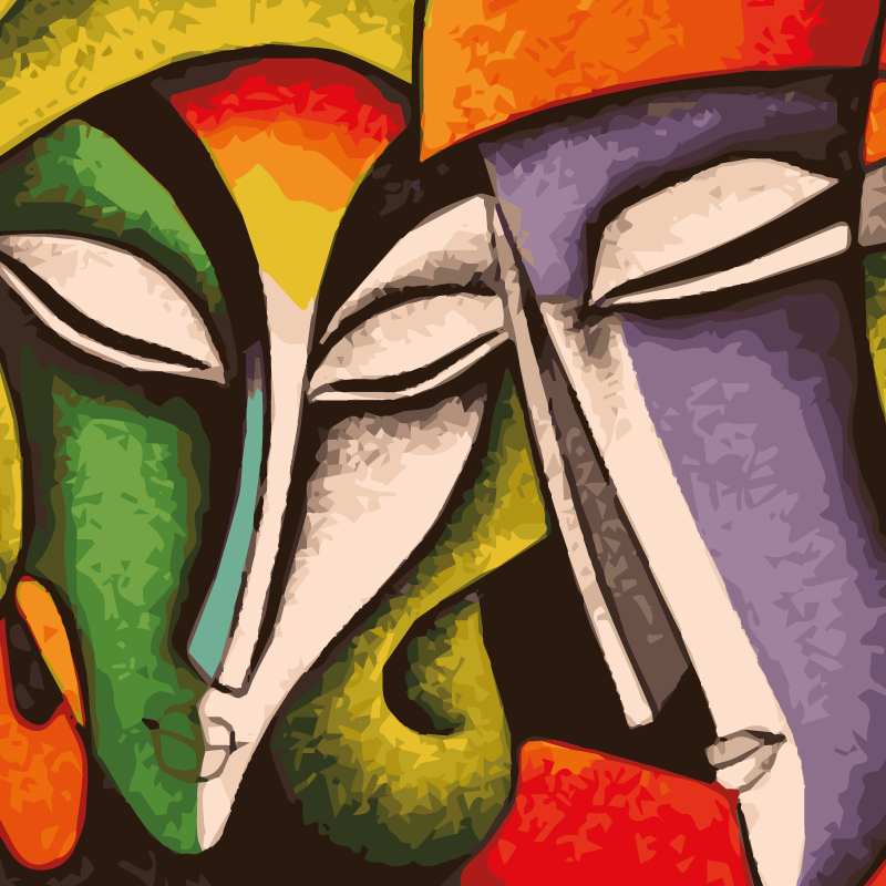 Modern art faces modern rug - TenStickers