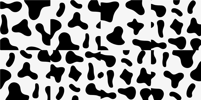Animal print vinyl rug in black and white cow - TenStickers