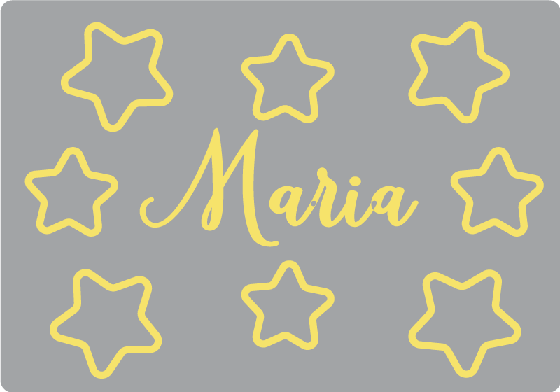 Starry yellow name kids vinyl rug - TenStickers