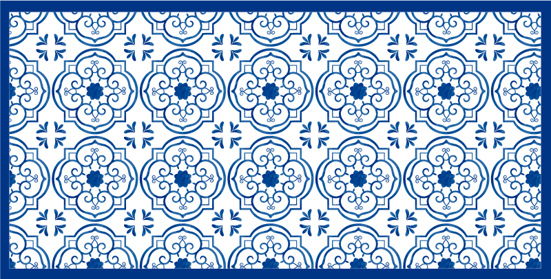 Classic blue tiles bathroom vinyl rug - TenStickers