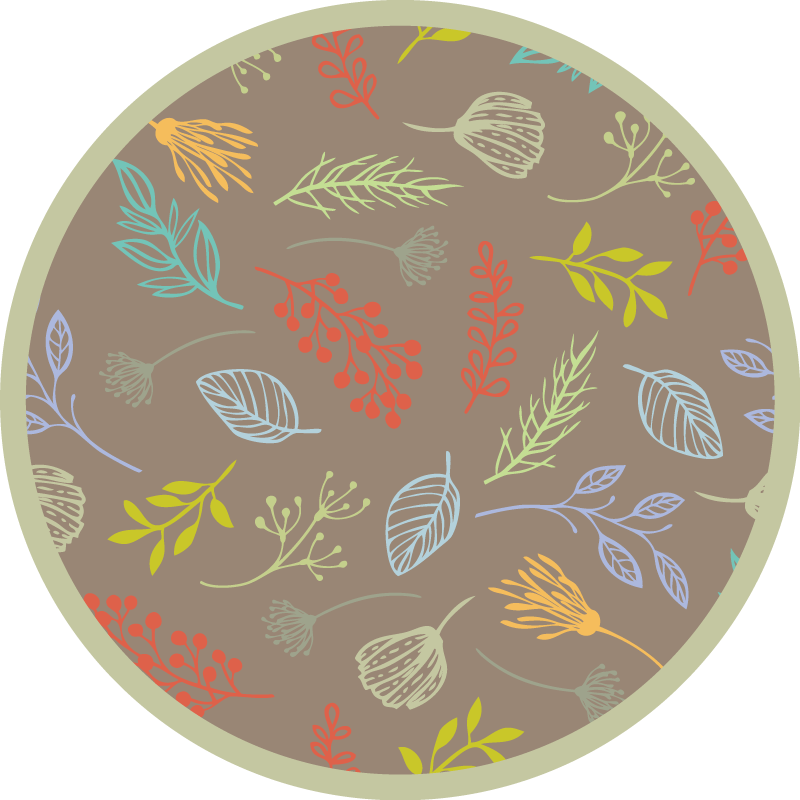 Botanical Leaf Print floral vinyl rug - TenStickers