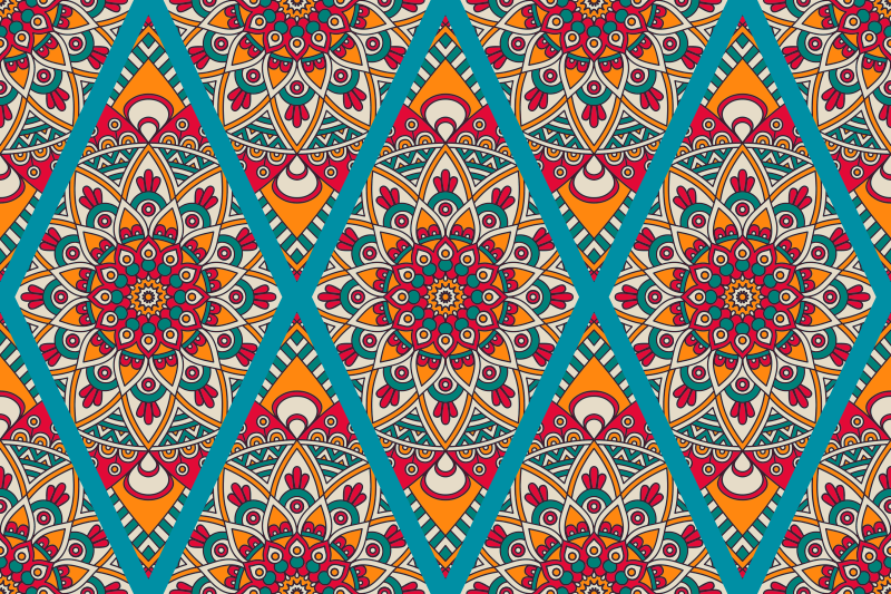 Lively colorful mandala vinyl rug - TenStickers