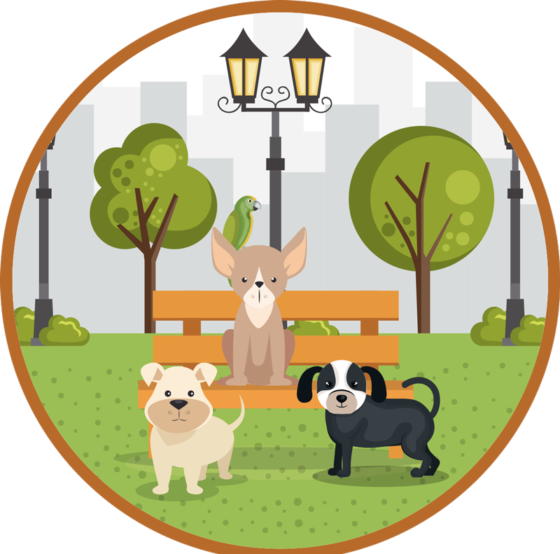 Dogs in park animal vinyl rug - TenStickers