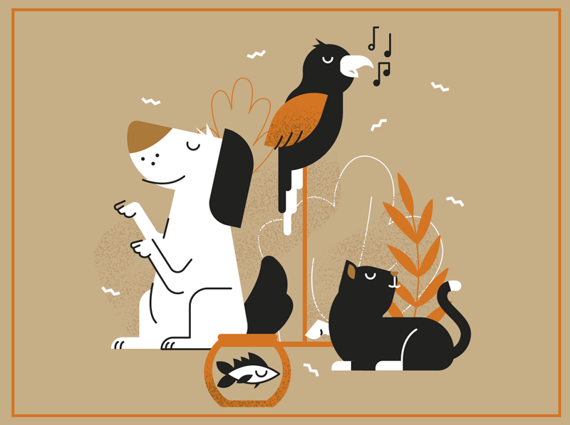 Beige pet illustration animal vinyl rug - TenStickers