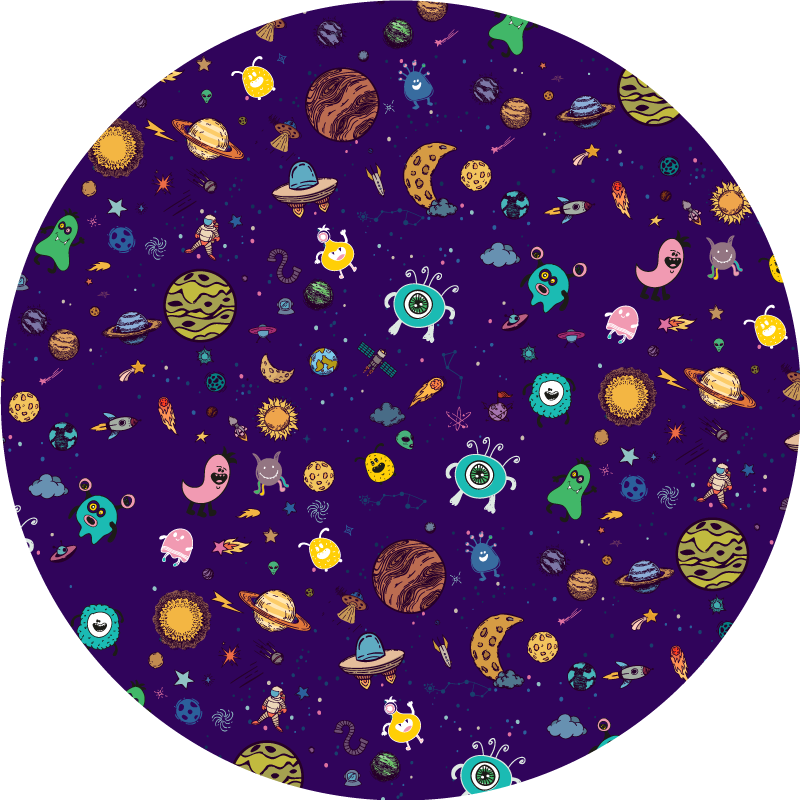 Cosmic Creatures Adventure kids vinyl rug - TenStickers