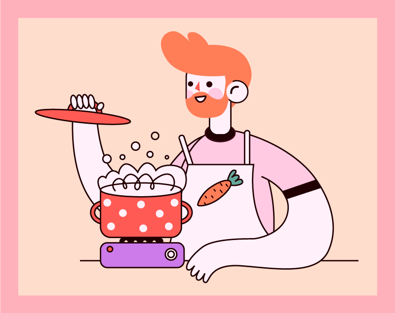 Red-haired man cooking kitchen vinyl rug - TenStickers